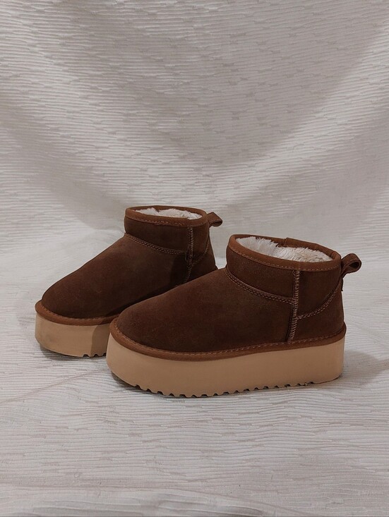 Project Cloud Shoes - Project Cloud Brown Suede Platform Booties Size 6